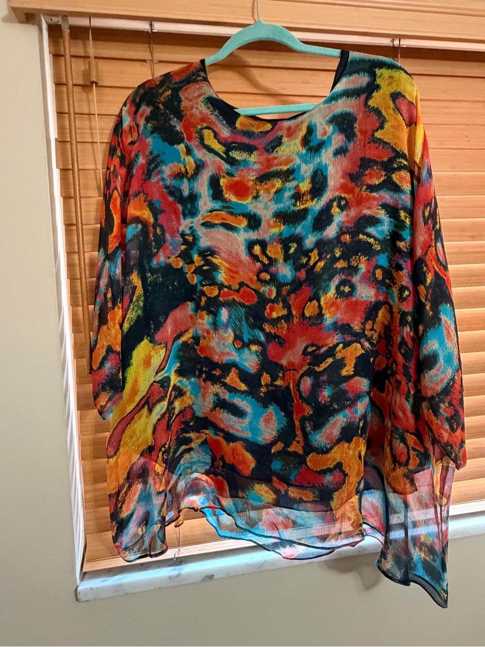 Boutique Plus Size Colorful Chiffon Tunic Top – NWOT – Fits 2X/3X ✨